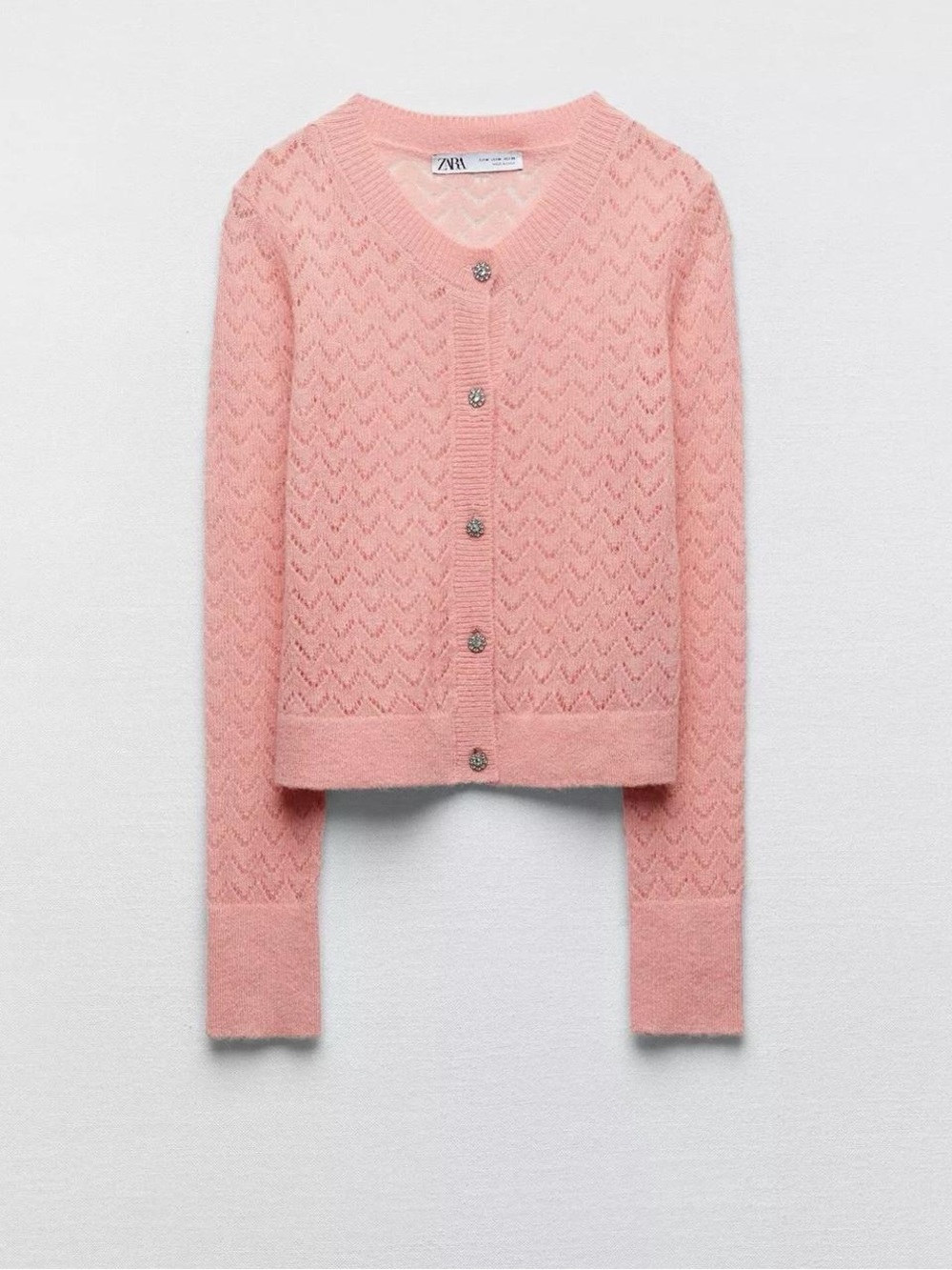 Zara Blush Pink Knit Button Cardigan